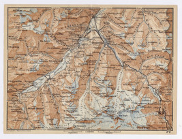 1930 Original Vintage Map Of Vicinity Of St. Moritz Samedan Alps Switzerland - £16.77 GBP