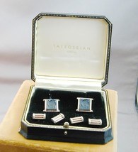 Tateossian London Sterling Onyx Reverse Carved Intaglio Cuff Links Studs In Box - £259.79 GBP