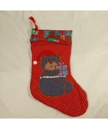 Vtg New Avon Demin Bear Christmas Stocking Santa Hat Gift Original Box - £7.03 GBP