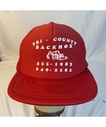 Tri-County Backhoe VTG Hat Cap Red Mesh Trucker SnapBack Speedway 1980s - £7.53 GBP
