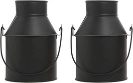 Hosley Set Of 2 Black Zinc Jug Vases / Planters 7 Inch High Excellent Floral - $44.96