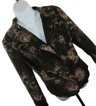 J Jill Velvet Blazer Size PS Brown Floral Fitted Jacket Princess Seaming - £10.07 GBP