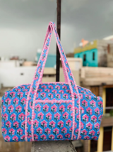 Large Cotton Weekender Travel Bag, Handmade Quilted Fabric overnight Duf... - $31.61+