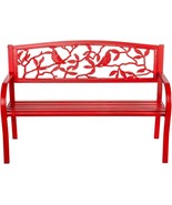 Evergreen Garden Patio And Outdoor Seating Cardinal Metal Garden Bench In Red 50 - £163.61 GBP