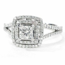 Double Halo Engagement Ring 2.65Ct Princess Cut Diamond 14k White Gold Size 7.5 - £197.56 GBP