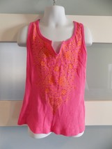 Amy Byer Pink W/Orange Flower Print Tank Top Size 8/10 (M) Girl&#39;s - £10.90 GBP