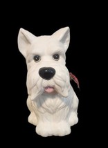 White Scottie Scottish Terrier Dog Cookie Jar Sleigh Bell Bistro 11” - £58.40 GBP