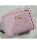 Anne Klein Wallet Pink A Boo Embossed Curved Logo Wallet Signature Zip S... - $29.99