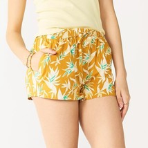Juniors&#39; SO® Small Drawstring Shorts Gold Tropical - $13.10