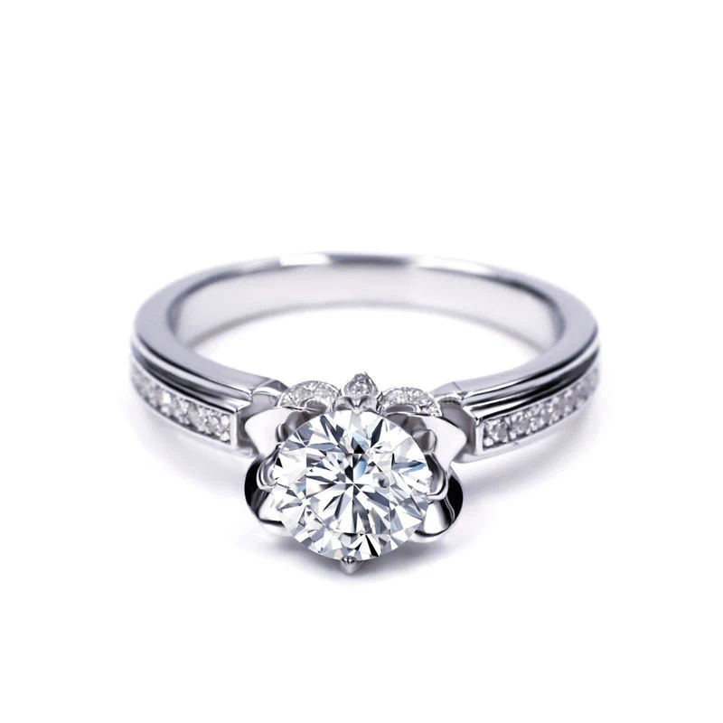 925 Sterling Silver Rings 1ct/5.0mm Round Sparkling Fire Moissanite Gemstone Wom - £73.40 GBP