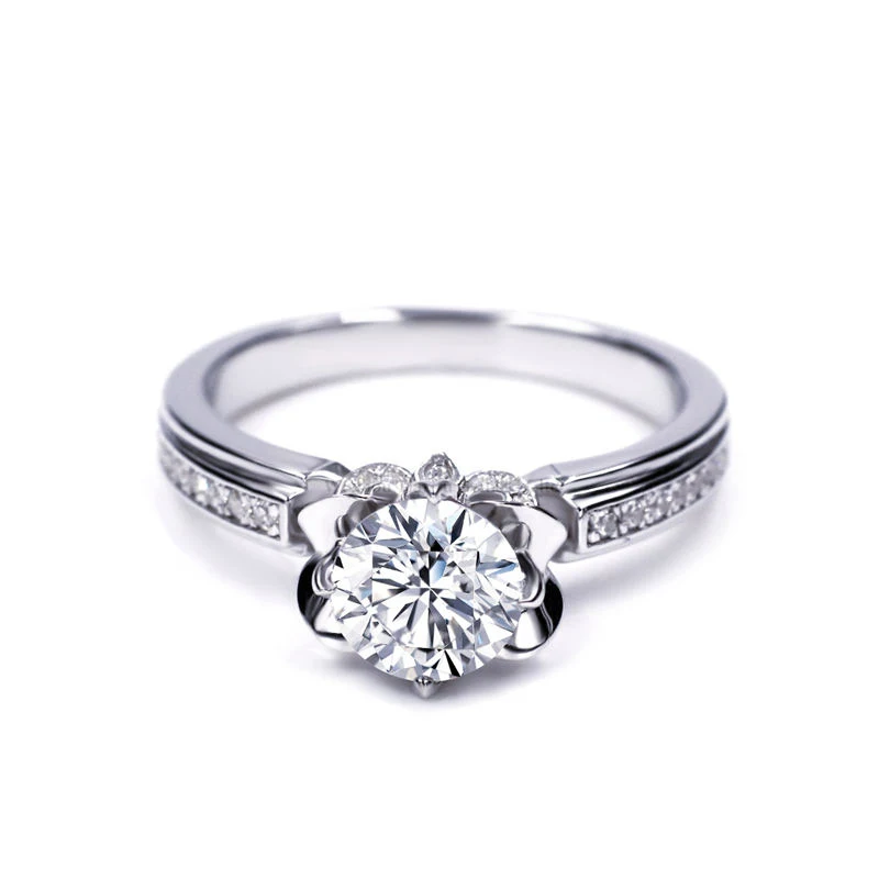 925 Sterling Silver Rings 1ct/5.0mm Round Sparkling Fire Moissanite Gemstone Wom - £72.48 GBP