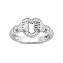0.22 CT LC Moissanite Claddagh Engagement Ring 14K White Gold Plated - £59.59 GBP