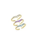 Thin Gold Blue CZ Wave Line Adjustable Ring, Sku#LD463 - $3.99