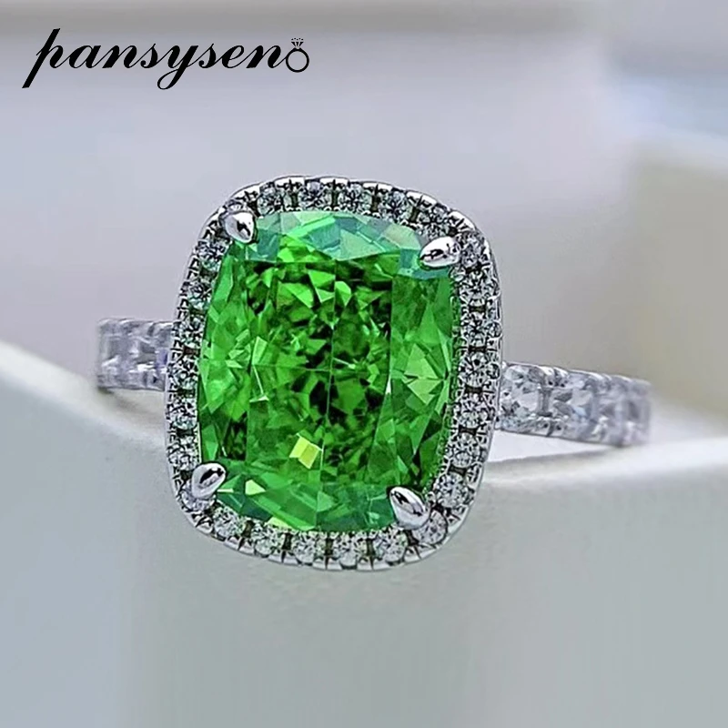 Vintage Solid 925 Sterling Silver Cushion Cut Emerald Created Moissanite Gemston - £55.01 GBP