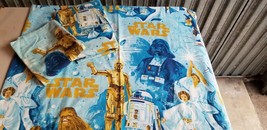 Vintage 1970s STAR WARS New Hope Twin Flat Fitted Sheet Set 2 Pillow Cases - £125.74 GBP