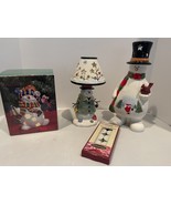 Snowman Tea Light Holder  Ceramic Holiday Winter 3pc Set - €9,75 EUR