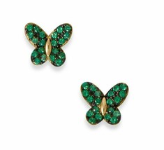 1.25 Ct Green Created Diamonds Butterfly Stud Earrings Women&#39;s Wedding Jewelry - £74.13 GBP