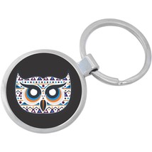Aztec Owl on Black Keychain - Includes 1.25 Inch Loop for Keys or Backpack - £8.63 GBP