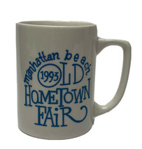 Vintage 1993 Manhattan Beach Hometown Fair Coffee Beige &amp; Blue Mug - $51.65