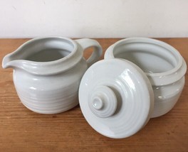 Pair Of Vintage Arabia Finland Kaarna White Ceramic Sugar Jar Pot + Crea... - £97.95 GBP