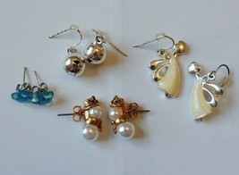 4 Sets of Christmas Themed Earrings Pierced Ears Snowman Bells Angels Stars - £15.85 GBP