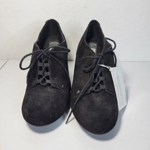 Womans Dr. Scholl&#39;s Black Suede Booties Lace up Memory Fit Cushion Size 8.5 - £19.31 GBP