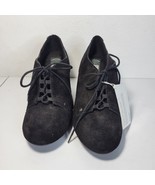 Womans Dr. Scholl&#39;s Black Suede Booties Lace up Memory Fit Cushion Size 8.5 - $24.16