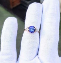 2.4Ct Round Natural Tanzanite &amp; Diamond Engagement Ring 14k Solid Rose Gold  - $2,425.00