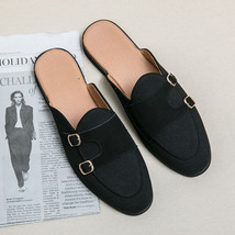 Famous Brand Metal Decoration Slippers Women Square Toe Mules Japanned Leather F - £42.25 GBP