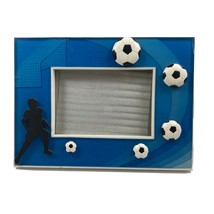 Boutique Blue Acrylic Soccer Boy Freestanding Easel 3D Sports Landscape Frame - £9.68 GBP