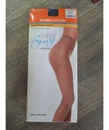 NEW! Sheer Breeze Pantyhose Gildan 100% Nylon Size Queen Black Reinforced Toe - $9.99