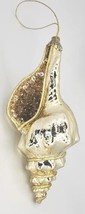 Gold Se Conch Glass Rhinestone Lined Christmas Tree Ornament 6&quot; RARE PB178 - £78.30 GBP