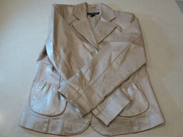 Dialogue Womans 100% Leather Jacket Sz Medium Fully Lined Champagne Taupe ? - £24.92 GBP