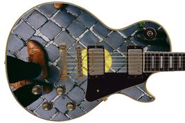 Guitar Skin Axe Wrap Re-skin Footsteps on the Tile Brick Brown Shoe 347 - $27.71+