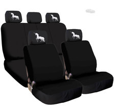 For BMW New Black Flat Cloth Car Truck Seat Covers and Unicorn Headrest ... - $40.44
