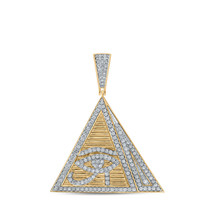 10kt Yellow Gold Mens Round Diamond Pyramid Eye Ra Charm Pendant 1-7/8 Cttw - £1,751.55 GBP