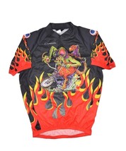 Canari Rat Fink Cycling Jersey Mens M Flame Double Sided Graphic 1/2 Zip - $43.48