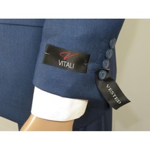 Mens Vitali Three Piece Suit Vested Sharkskin Sheen M3090 Royal blue Regular fit image 3