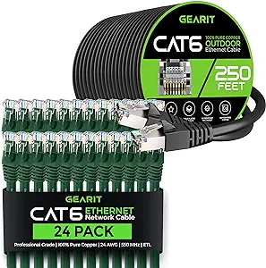 GearIT 24Pack 2ft Cat6 Ethernet Cable &amp; 250ft Cat6 Cable - $217.99