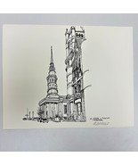 Vintage Bill Olendorf Pen and Ink Sketch Print St. Peter in Chains Cathe... - £14.34 GBP