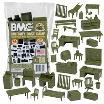 BMC Classic Marx Military Base Camp - 44pc Plastic Army Men Playset Accessories - £28.86 GBP