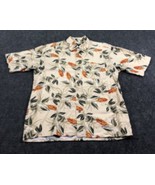 Puritan Shirt Men&#39;s Medium Beige Tan Leaves Hawaiian Camp Short Sleeve B... - $244.42 MXN