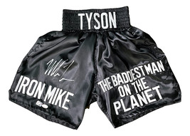 Mike Tyson Signed Custom Black Baddest Man Boxing Trunks JSA ITP - £182.67 GBP
