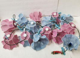 15 Light String Light Pink Blue Tulip Fairy Cottagecore Plastic Canvas Art - £13.63 GBP