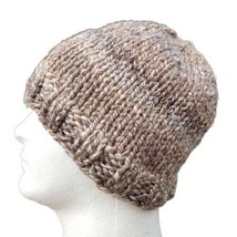 Men&#39;s Beanie Hat Cap Hand Knit Slouch Sand &amp; Shore Brown Beige Chunky Wo... - £19.21 GBP