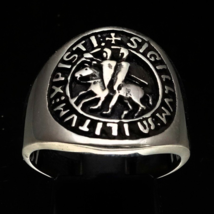 Antiqued Sterling silver Medieval ring Knights Templar sigil Crusader symbol hig - £67.93 GBP