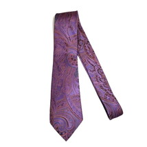 Men's 100% Silk Necktie By Bruno Piattelli Paisley Floral Fancy BP16 Pink Purple image 2