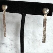 925 STERLING SILVER  FRINGED HEARTS EARRINGS SKY - $33.79