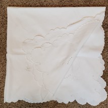 Vintage White Embroidery Cutout Table Cloth 32x32 Inch - £22.28 GBP