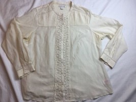 Coldwater Creek 1X Womens Shirt Off White Lace Button Down Blouse Lace FLAW - $23.74